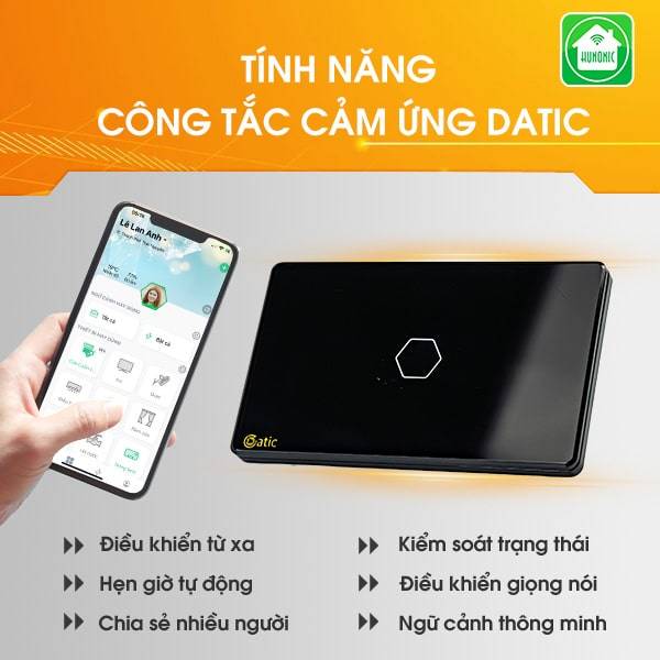 Công Tắc Cảm Ứng Datic 1 Nút Màu Đen