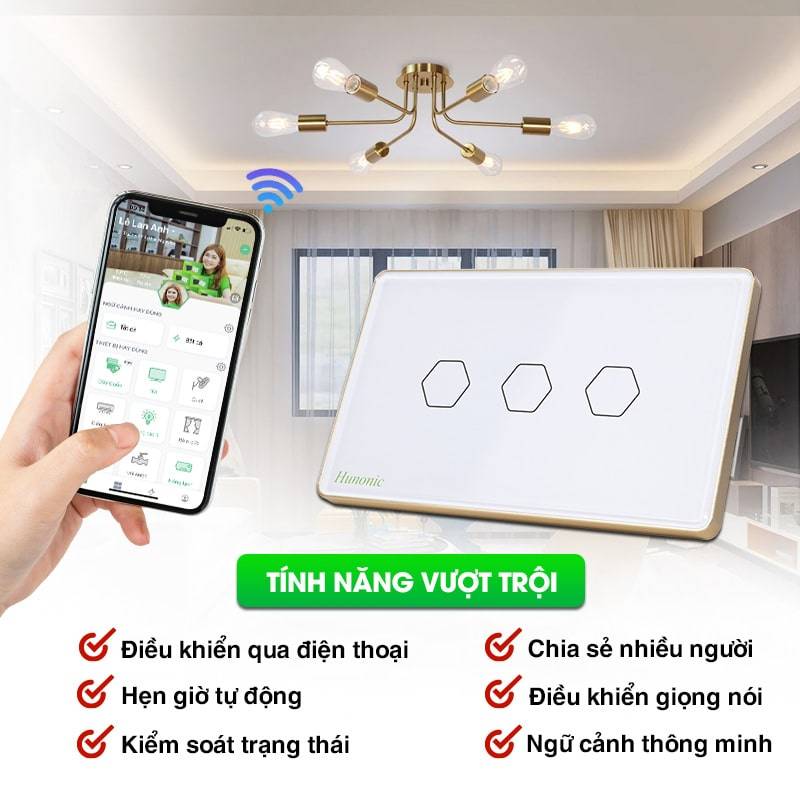 Công Tắc Wifi Hunonic tiện lợi thông minh