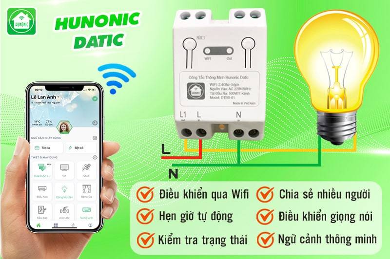 Một số lợi ích khi sử dụng công tắc thông minh Hunonic Datic