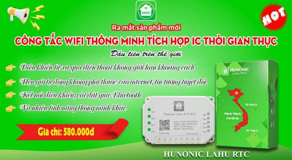 Hunonic ra mắt Công Tắc Hunonic LAHU 4CH RTC